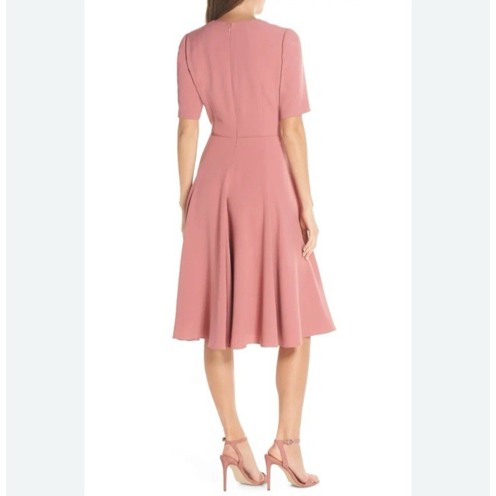 Gal Meets Glam Dress Edith City Crepe Fit & Flare Midi Mauve Pink Size 12 New - Picture 2 of 14